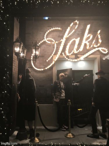 Saks Stage Door | image tagged in gifs,fashion,dolce and gabbana,window design,saks fifth avenue,theatre | made w/ Imgflip images-to-gif maker