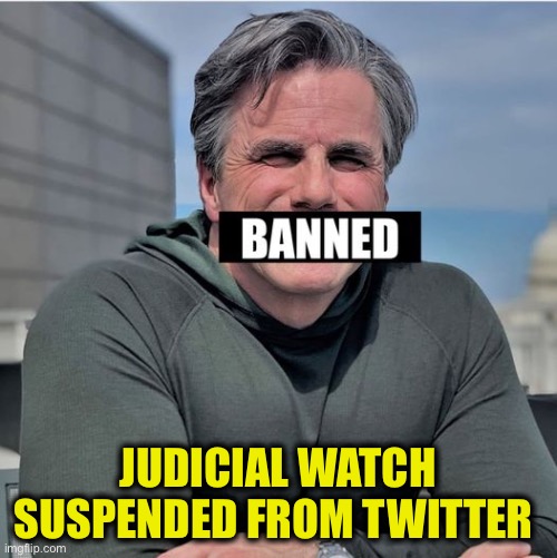 JUDICIAL WATCH
SUSPENDED FROM TWITTER | made w/ Imgflip meme maker