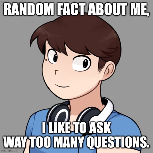 RANDOM FACT ABOUT ME, I LIKE TO ASK WAY TOO MANY QUESTIONS. | image tagged in darmug's picrew | made w/ Imgflip meme maker