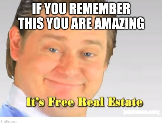 It's Free Real Estate | IF YOU REMEMBER THIS YOU ARE AMAZING | image tagged in it's free real estate | made w/ Imgflip meme maker