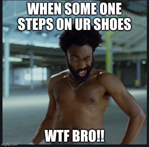 WHEN SOME ONE STEPS ON UR SHOES; WTF BRO!! | image tagged in fun | made w/ Imgflip meme maker