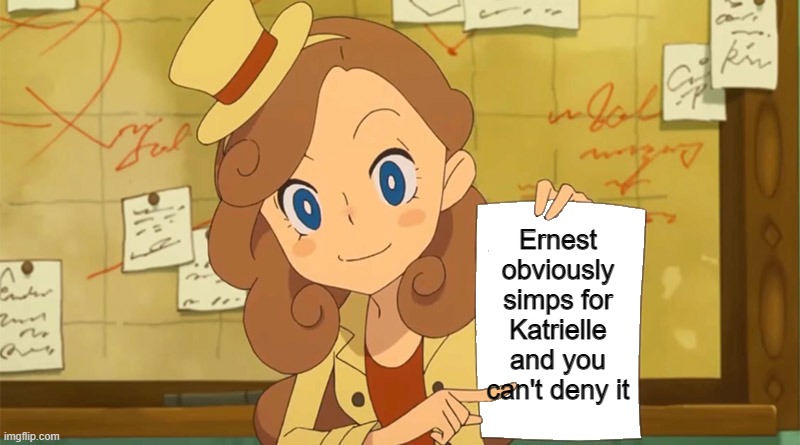 Ernest is a mega simp | Ernest obviously simps for Katrielle and you can't deny it | image tagged in nintendo | made w/ Imgflip meme maker