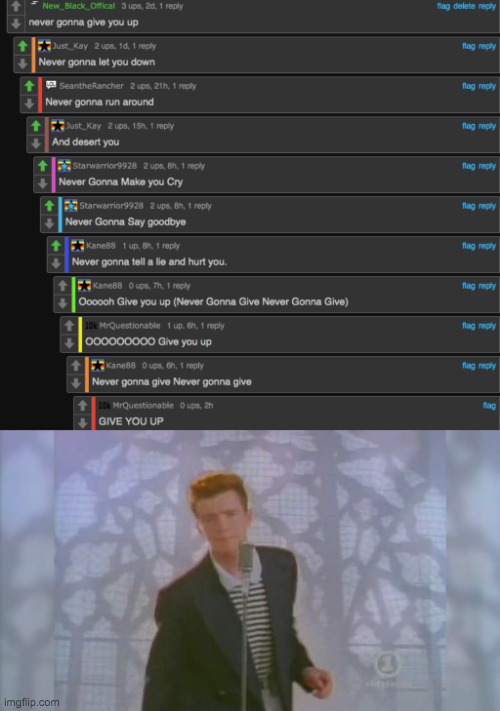 not exactly a cursed comment | image tagged in rick roll | made w/ Imgflip meme maker