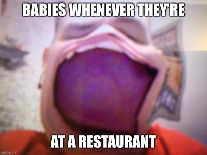 Why Parents Shouldn’t Take Babies Out To Eat | BABIES WHENEVER THEY’RE; AT A RESTAURANT | image tagged in babies,screaming,restaurant | made w/ Imgflip meme maker