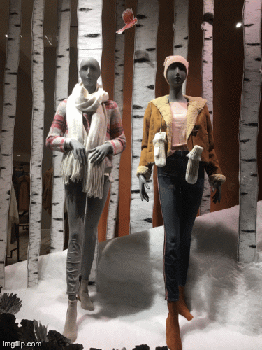 I hope that Winter misses his kall time, and his understudy (Summer) takes his place. | image tagged in fashion,window design,anthropologie,winter,winter woods window,brian einersen | made w/ Imgflip images-to-gif maker