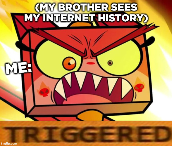 unikitty triggered browser history |  (MY BROTHER SEES MY INTERNET HISTORY); ME: | image tagged in memes,unikitty,angry unikitty,triggered,rage,browser history | made w/ Imgflip meme maker