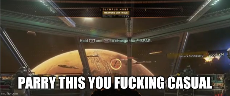 Hold to charge F-SPAR | PARRY THIS YOU FUCKING CASUAL | image tagged in hold to charge f-spar | made w/ Imgflip meme maker