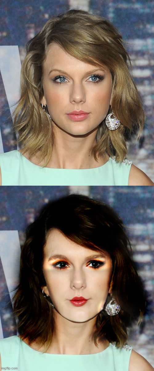 Taylor Swift's new look | image tagged in taylor swift,photoshop | made w/ Imgflip meme maker