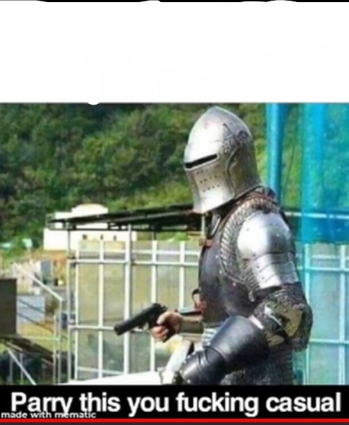 Knight with Gun Blank Meme Template