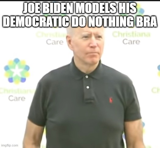 Biden needs a bra | JOE BIDEN MODELS HIS DEMOCRATIC DO NOTHING BRA | image tagged in biden bra | made w/ Imgflip meme maker