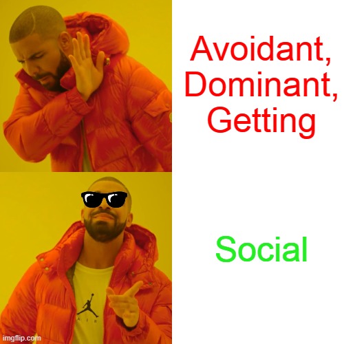 Basic Styles of Life | Avoidant, Dominant, Getting; Social | image tagged in memes | made w/ Imgflip meme maker