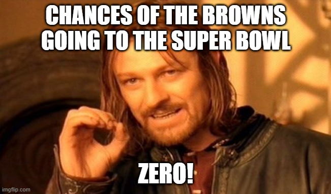 One Does Not Simply |  CHANCES OF THE BROWNS GOING TO THE SUPER BOWL; ZERO! | image tagged in memes,one does not simply | made w/ Imgflip meme maker