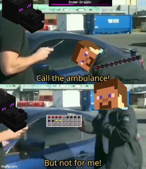 (Sad dragon noises) | image tagged in call an ambulance but not for me,minecraft | made w/ Imgflip meme maker