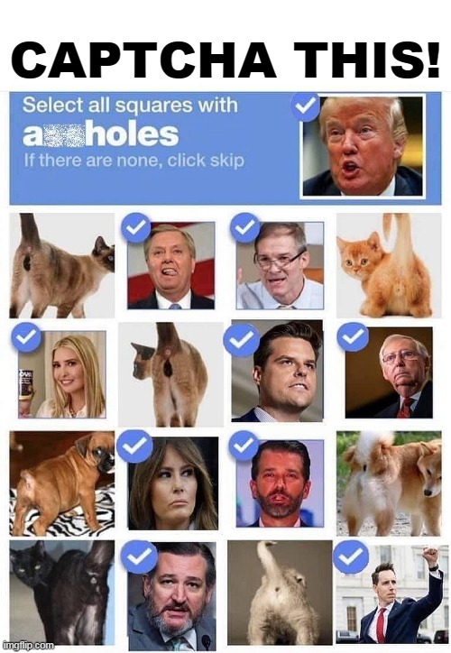 Here's a challenge. How many of these can you pick out? | CAPTCHA THIS! | image tagged in gop,republicans,jerks | made w/ Imgflip meme maker