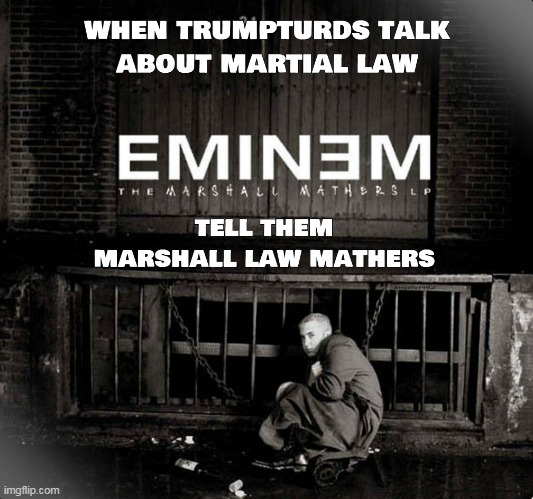 image tagged in puns,eminem,marshall mathers,martial law,clown car republicans,trump supporters | made w/ Imgflip meme maker
