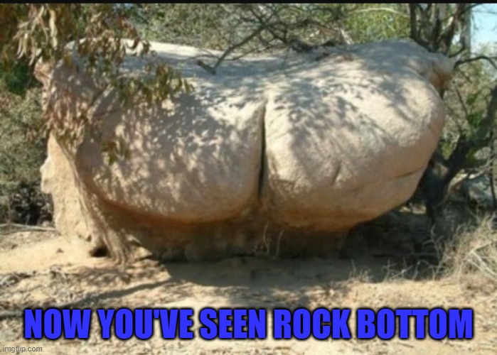 Rock bottom  | NOW YOU'VE SEEN ROCK BOTTOM | image tagged in rock bottom | made w/ Imgflip meme maker