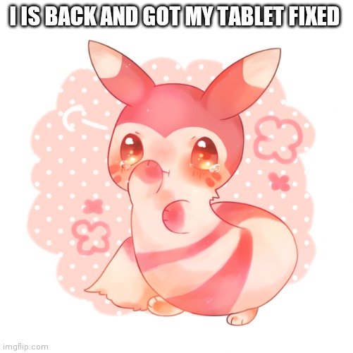 Ferret pokemon | I IS BACK AND GOT MY TABLET FIXED | image tagged in ferret pokemon | made w/ Imgflip meme maker