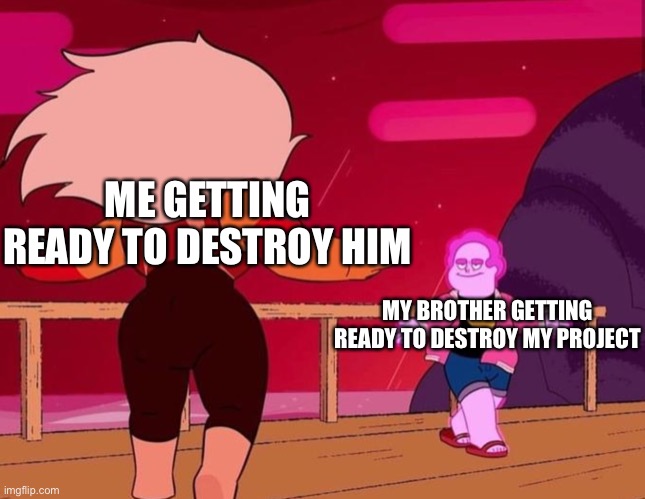 Steven Universe Future: Deleted Scene | ME GETTING READY TO DESTROY HIM MY BROTHER GETTING READY TO DESTROY MY PROJECT | image tagged in steven universe future deleted scene | made w/ Imgflip meme maker