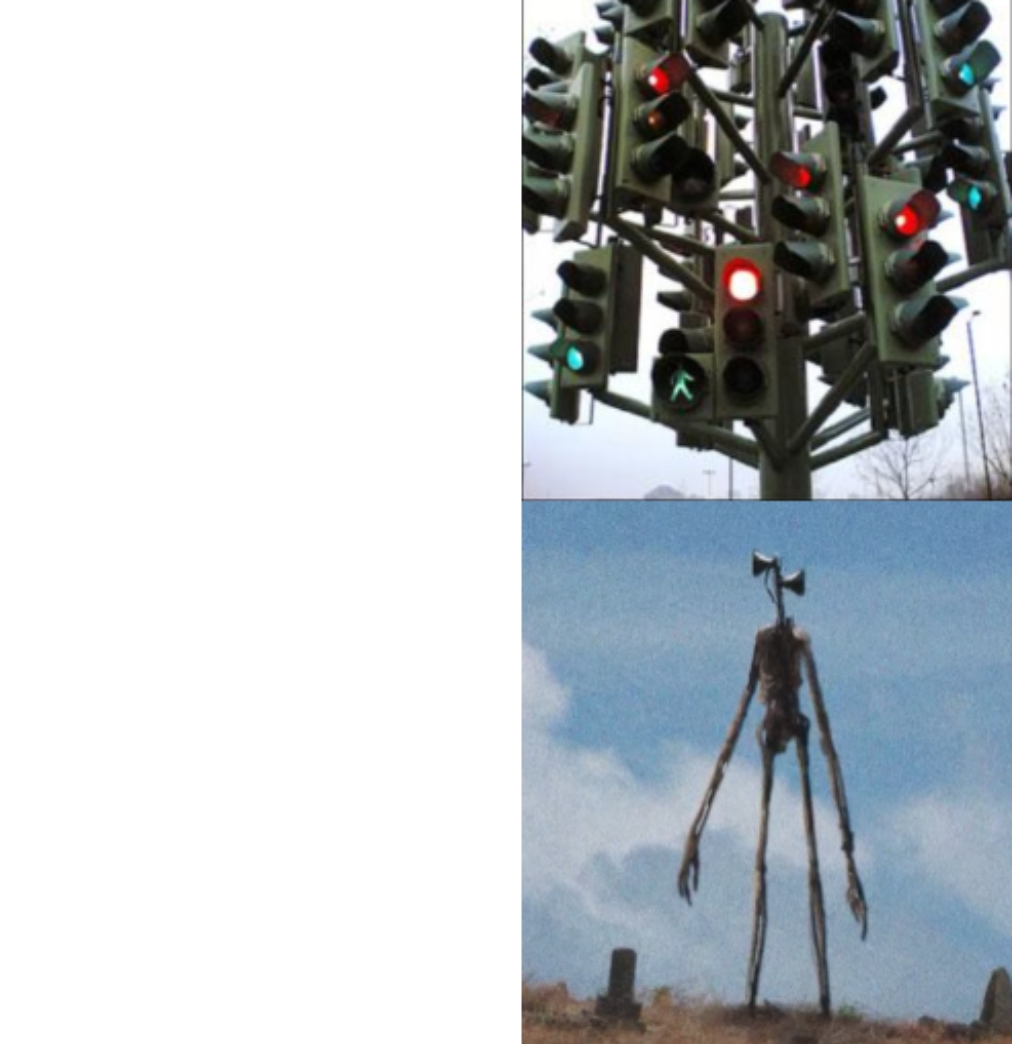 High Quality Traffic light tree Vs Siren Head Blank Meme Template