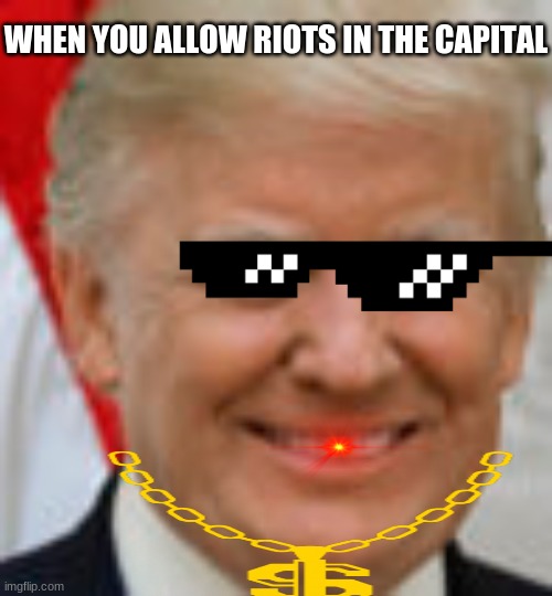 Riots in capital | WHEN YOU ALLOW RIOTS IN THE CAPITAL | image tagged in donald trump | made w/ Imgflip meme maker