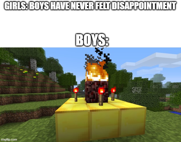Who remembers this? |  GIRLS: BOYS HAVE NEVER FELT DISAPPOINTMENT; BOYS: | image tagged in minecraft,herobrine,memes | made w/ Imgflip meme maker
