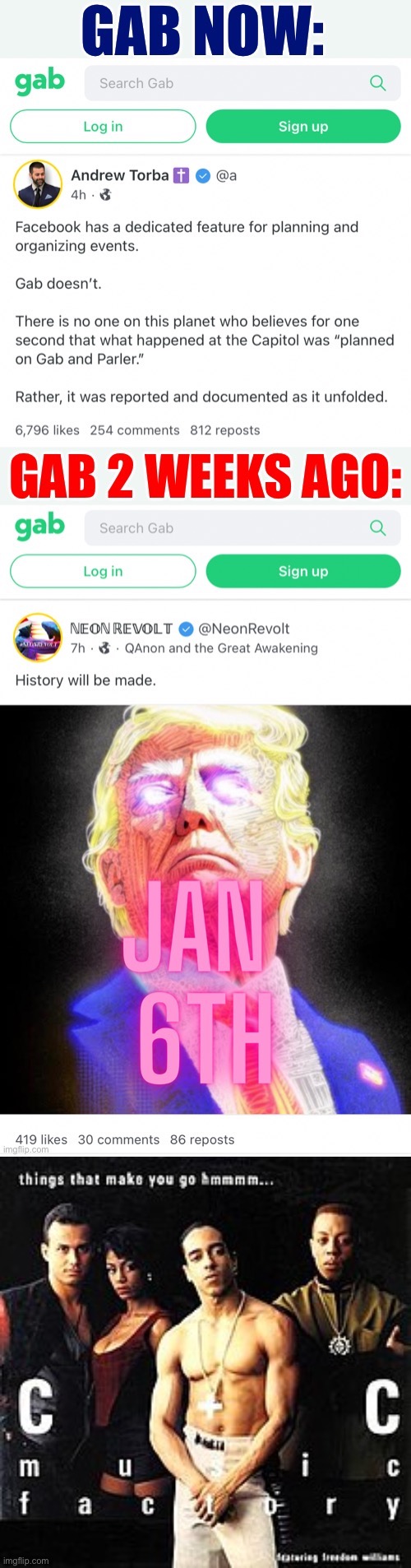 Mr. Gab’s post-facto self-exoneration might make you go hmmm | image tagged in gab hypocrisy,things that make you go hmmm | made w/ Imgflip meme maker