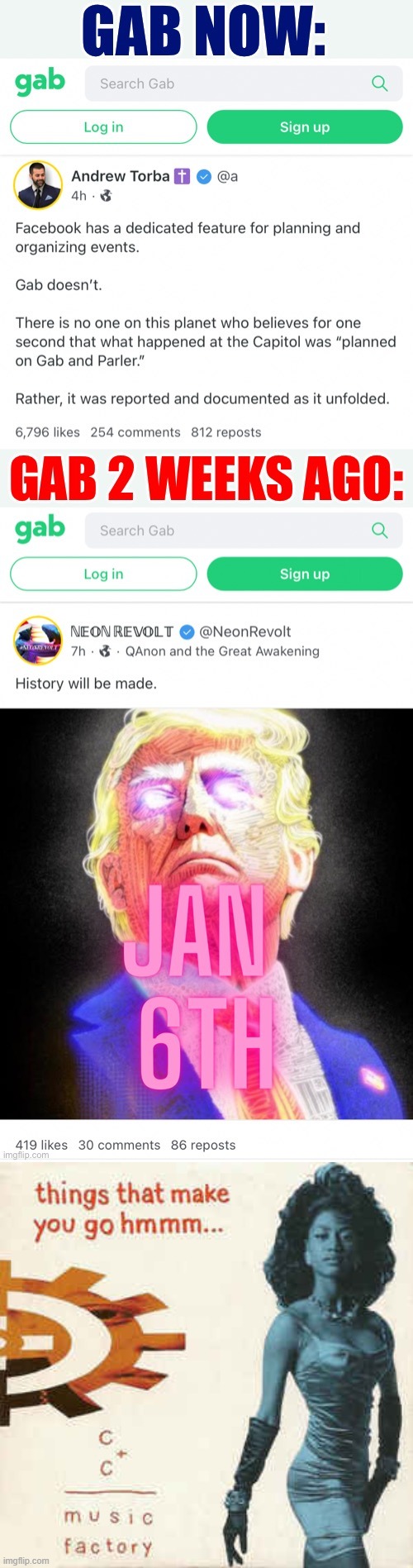 Mr. Gab says his website had absolutely nothing to do with promoting the Jan. 6 rally that ended in a riot. Survey says? | image tagged in gab hypocrisy,things that make you go hmmm,riot,social media,maga,trump supporters | made w/ Imgflip meme maker