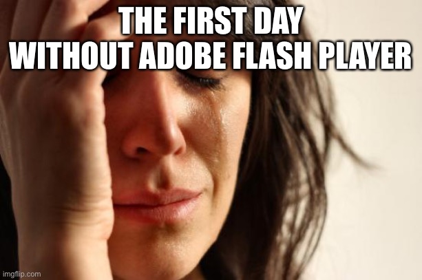 First World Problems Meme | THE FIRST DAY WITHOUT ADOBE FLASH PLAYER | image tagged in memes,first world problems | made w/ Imgflip meme maker