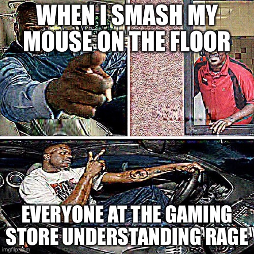 Understandable, have a great day | WHEN I SMASH MY MOUSE ON THE FLOOR; EVERYONE AT THE GAMING STORE UNDERSTANDING RAGE | image tagged in understandable have a great day | made w/ Imgflip meme maker