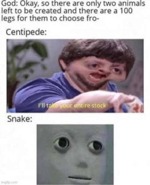 ill take your entire stock centipede | image tagged in ill take your entire stock,memes,funny memes,funny | made w/ Imgflip meme maker