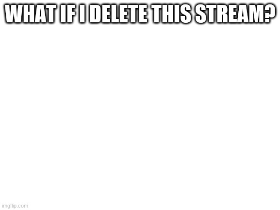 Blank White Template |  WHAT IF I DELETE THIS STREAM? | image tagged in blank white template | made w/ Imgflip meme maker