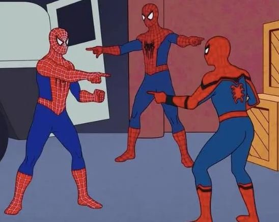 High Quality Three Spider-Men Pointing Blank Meme Template