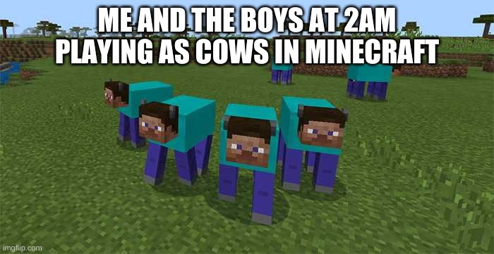 me and the boys | ME AND THE BOYS AT 2AM PLAYING AS COWS IN MINECRAFT | image tagged in me and the boys | made w/ Imgflip meme maker
