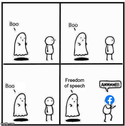 Ghost Boo | Freedom of speech | image tagged in ghost boo,facebook | made w/ Imgflip meme maker