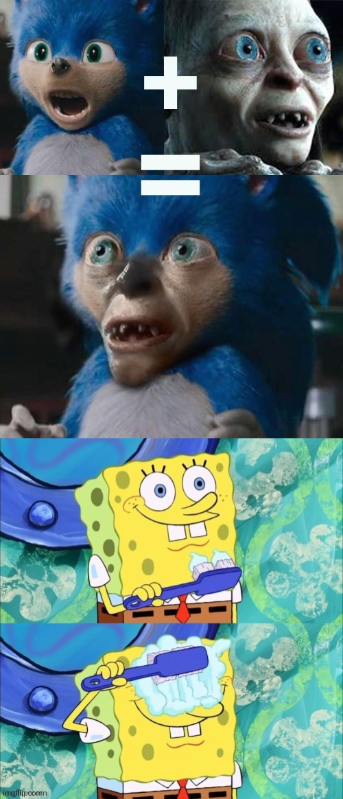Please pass the unsee paste | image tagged in spongebob unsee toothpaste,gollum,sonic the hedgehog,cursed image | made w/ Imgflip meme maker