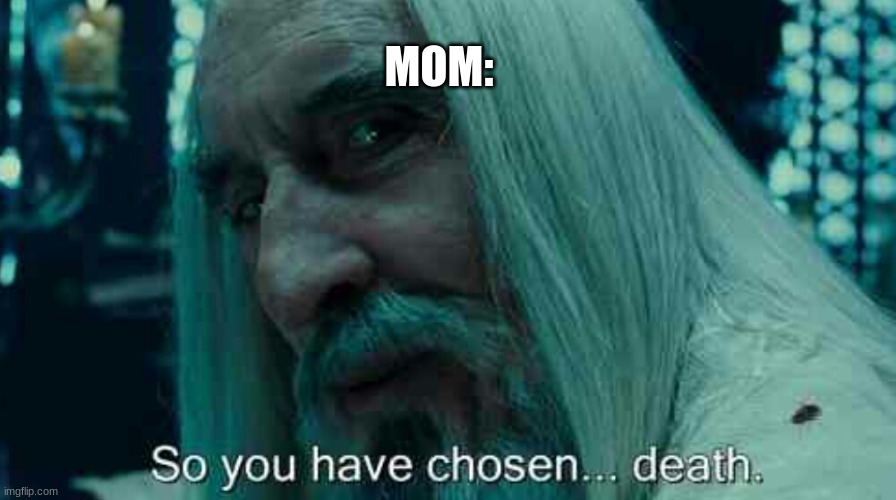 So you have chosen death | MOM: | image tagged in so you have chosen death | made w/ Imgflip meme maker