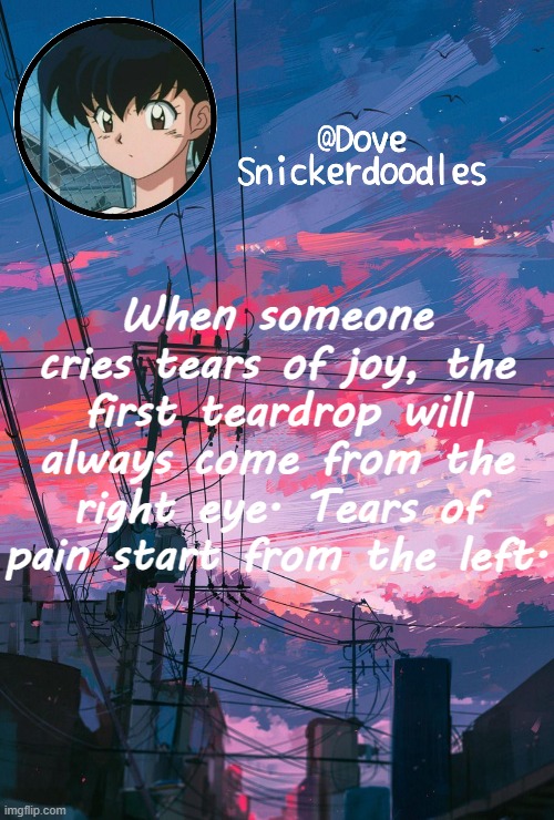 Announcement | When someone cries tears of joy, the first teardrop will always come from the right eye. Tears of pain start from the left. | image tagged in announcement | made w/ Imgflip meme maker