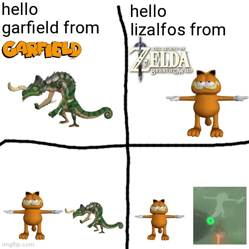 Blank Transparent Square Meme | hello garfield from; hello lizalfos from | made w/ Imgflip meme maker