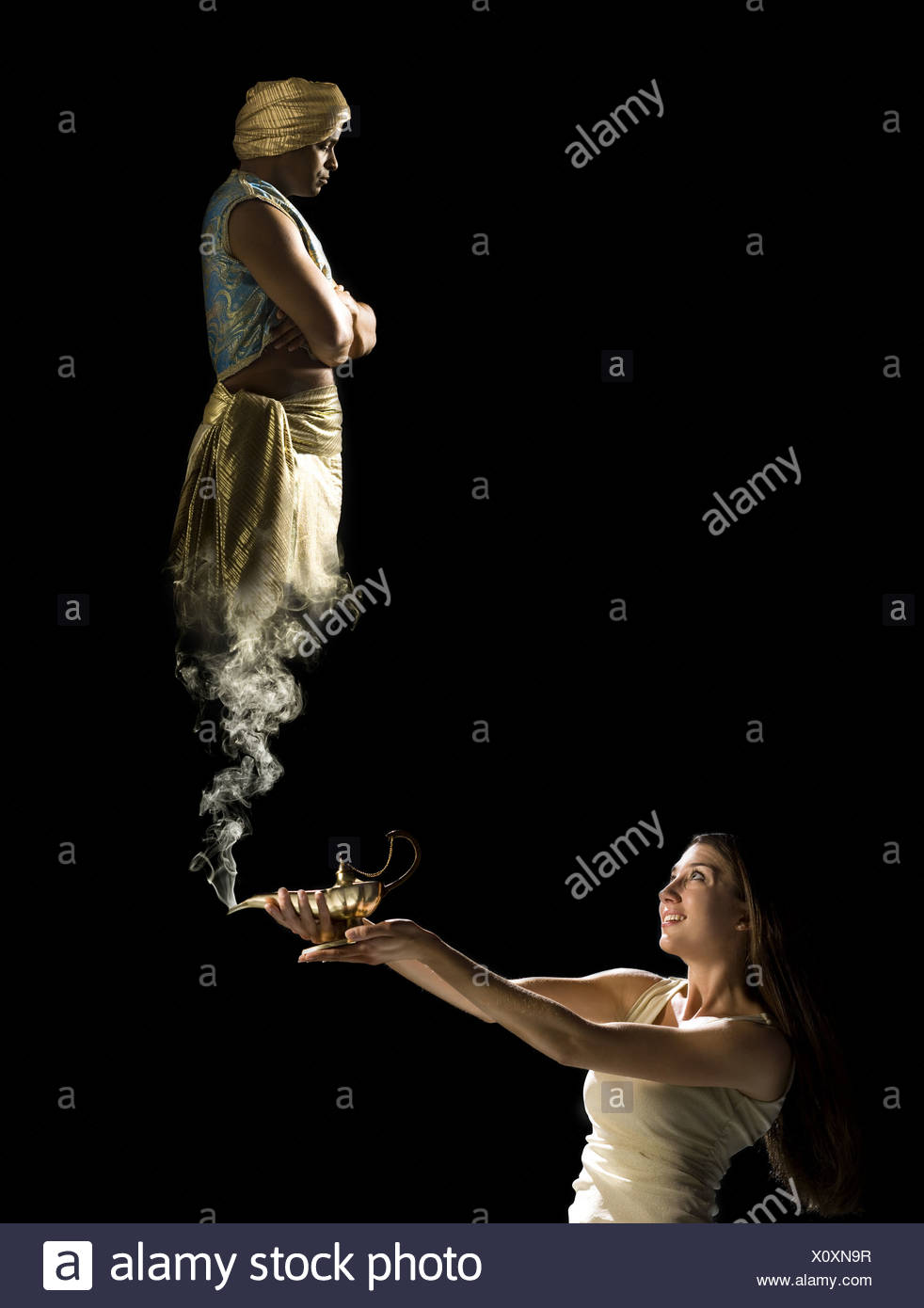 Woman and Genie Blank Meme Template