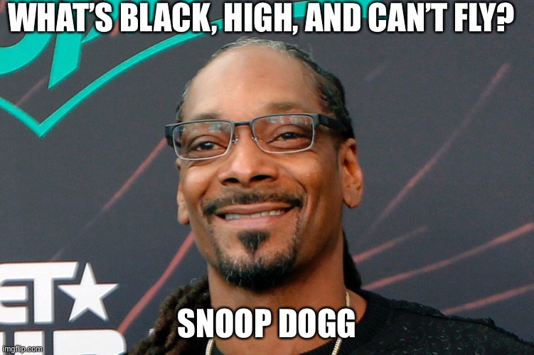 WHAT’S BLACK, HIGH, AND CAN’T FLY? SNOOP DOGG | made w/ Imgflip meme maker