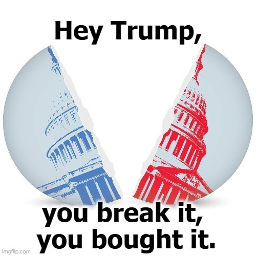 It's not 1776, and they're not patriots. It's 2021 and they're thugs. Trump's thugs. | Hey Trump, you break it, 
you bought it. | image tagged in trump,capitol,break | made w/ Imgflip meme maker