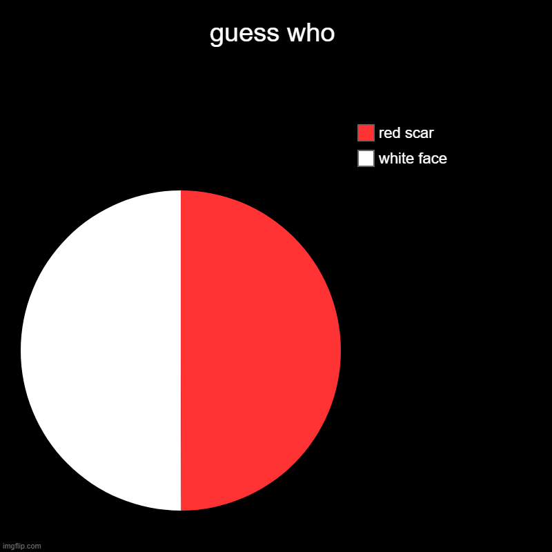 i cant remember what his name is | guess who | white face, red scar | image tagged in charts,pie charts | made w/ Imgflip chart maker