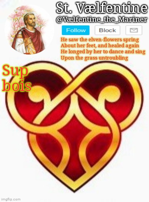 St. Vælfentine announcement | Sup bois | image tagged in st v lfentine announcement | made w/ Imgflip meme maker