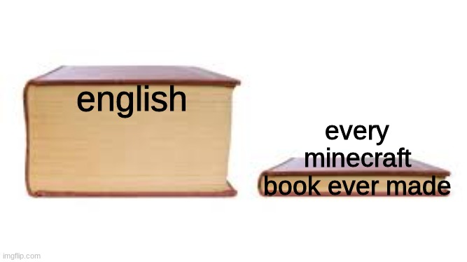 Big book small book | english; every minecraft book ever made | image tagged in big book small book | made w/ Imgflip meme maker