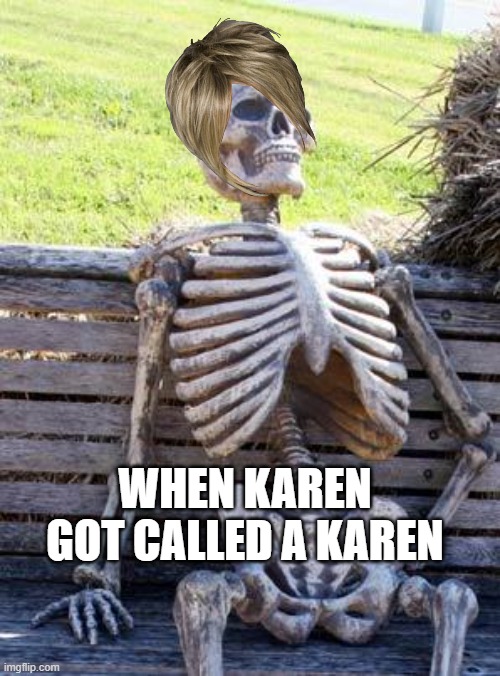 Waiting Skeleton Meme | WHEN KAREN GOT CALLED A KAREN | image tagged in memes,waiting skeleton | made w/ Imgflip meme maker