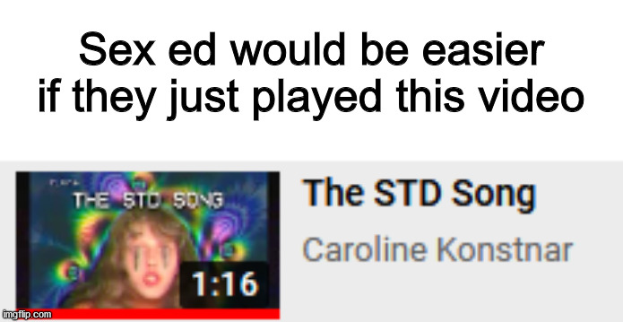 Sex ed would be easier if they just played this video | image tagged in memes | made w/ Imgflip meme maker