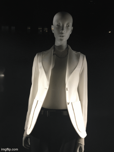 Mood Blazer: It changes with your moods. | image tagged in gifs,fashion,window design,louis vuitton,feeling human,crooked | made w/ Imgflip images-to-gif maker