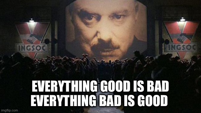 1984 | EVERYTHING GOOD IS BAD
EVERYTHING BAD IS GOOD | image tagged in 1984 | made w/ Imgflip meme maker