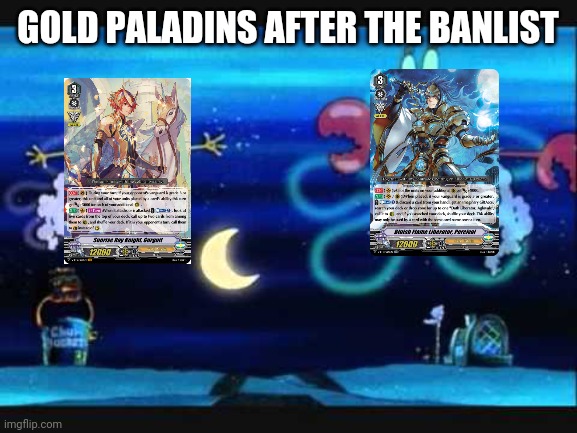 Our Winning's Not the Same Without You | GOLD PALADINS AFTER THE BANLIST | image tagged in this grill is not a home | made w/ Imgflip meme maker