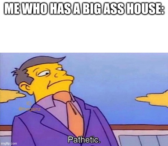 Pathetic | ME WHO HAS A BIG ASS HOUSE: | image tagged in pathetic | made w/ Imgflip meme maker